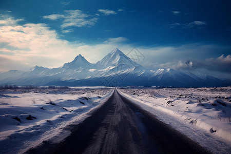 公路直达雪山深处背景