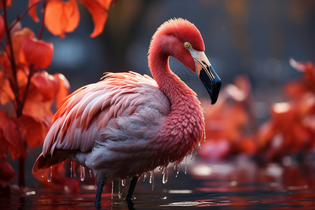 红色火烈鸟湖中的火烈鸟背景