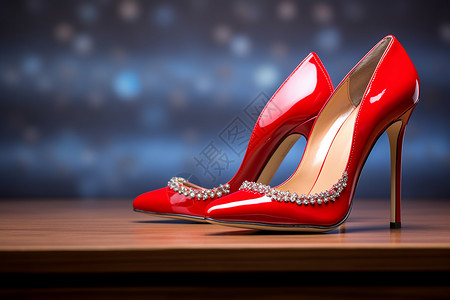 经典奢华的红钻高跟鞋高清图片