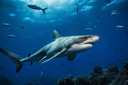 猛烈深海里的大恶鲨背景