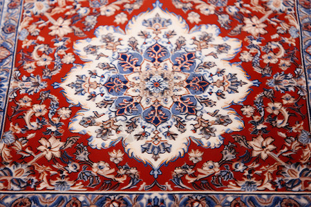 红白相间的波斯地毯高清图片