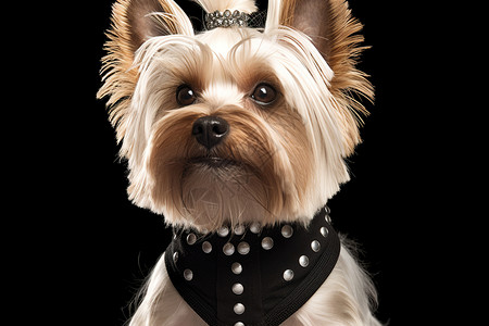 皇冠黑的素材戴黑围巾的约克夏梗小狗背景