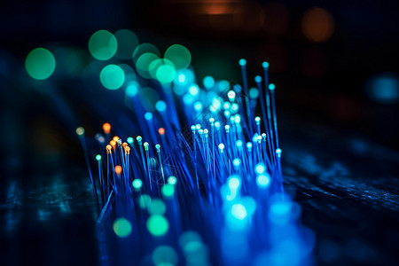 荧光棒高速运行的互联网光纤电缆设计图片