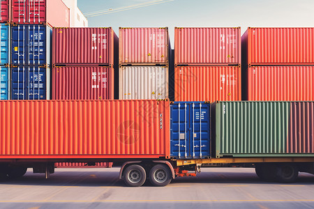 国际运输港口的集装箱图片