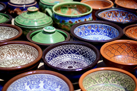 彩料盘多彩手工陶瓷碗背景