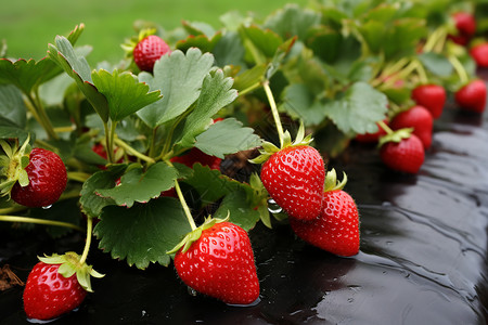 甜蜜的草莓园背景图片