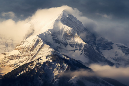 冰雪覆盖的山峰背景图片