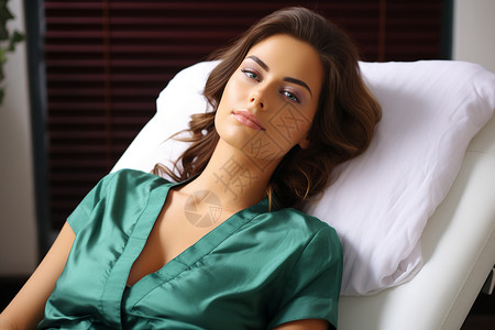 躺在美容床上做皮肤护理的女性背景图片