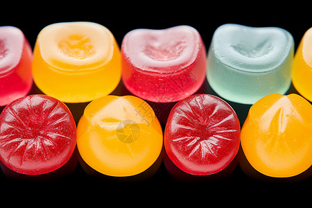 五颜六色的糖果排成一排高清图片