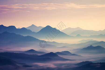 七彩晨光下山谷背景图片