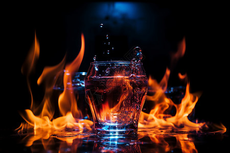 小火焰素材燃烧的酒杯背景