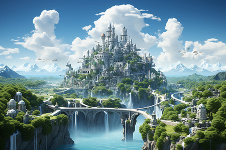 漂亮的城堡景色背景图片
