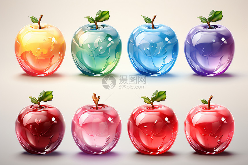 五彩斑斓的苹果图片