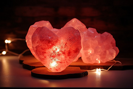 粉红爱心边框粉红岩石的浪漫光影背景