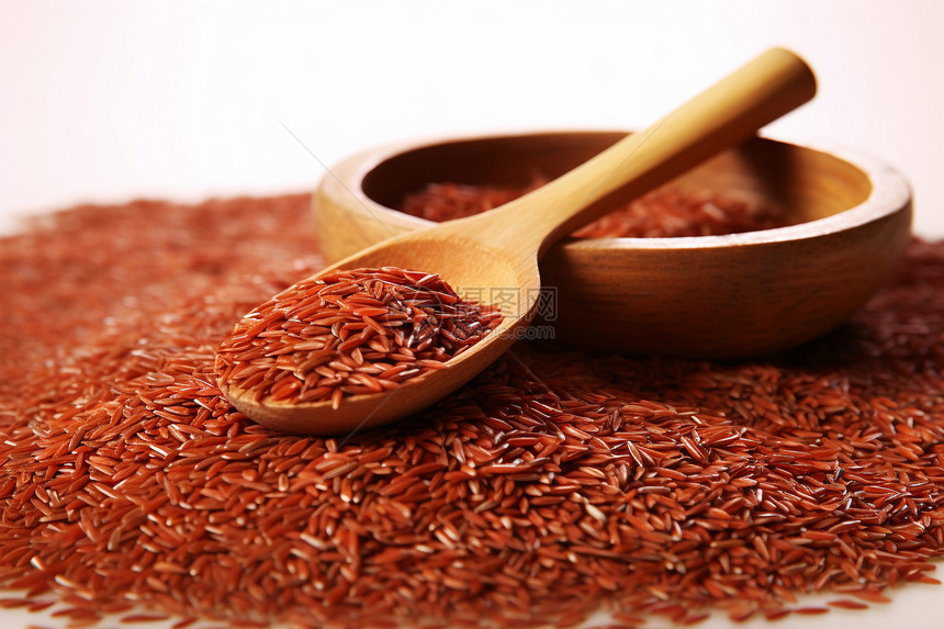 木制的红色稻米图片
