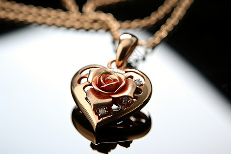 心形吊坠中的玫瑰花背景图片