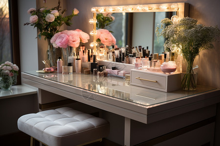 简洁梳妆台简洁大气的化妆桌背景