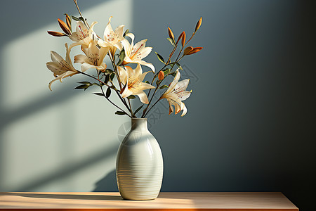 抽象线条花朵花瓶与孤花背景