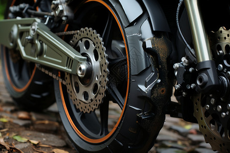 变速器和链轮摩托车轮胎背景