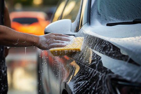 清洁泡沫洗车服务背景