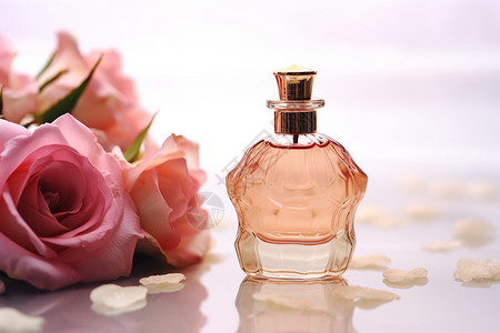 奢华香水香水与花卉背景