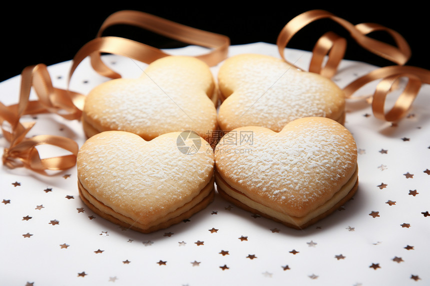 浪漫的心形饼干图片