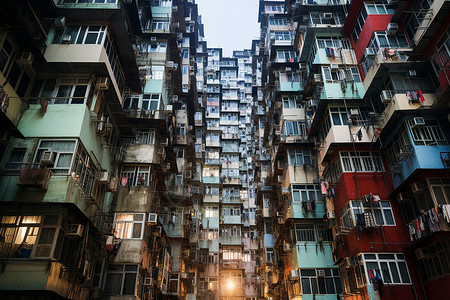 高密度的香港住宅区背景图片