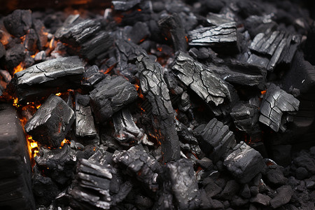灰烬木炭的燃烧背景