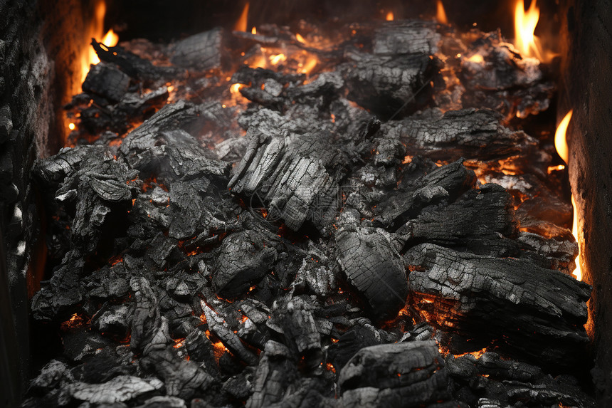 焚烧的木炭图片