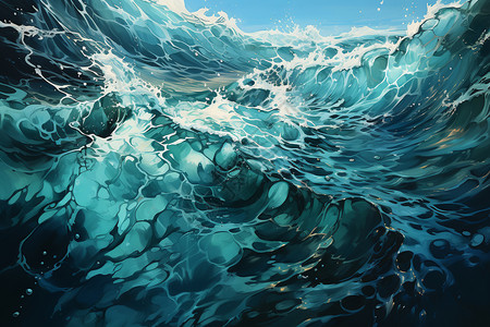 深蓝海洋水面细微纹理插画