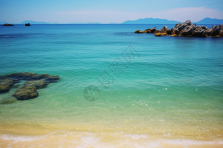 碧海蓝天的沙滩背景图片