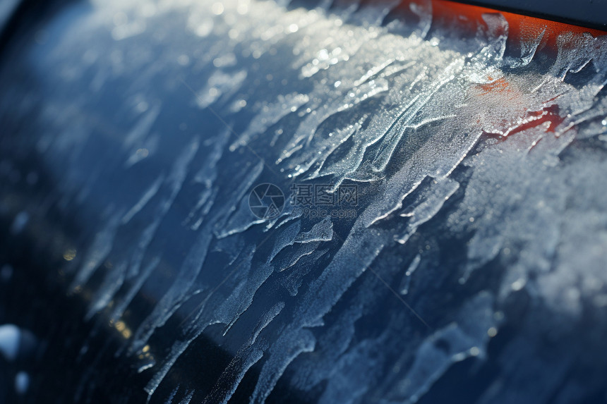 冰雪交加的车窗图片