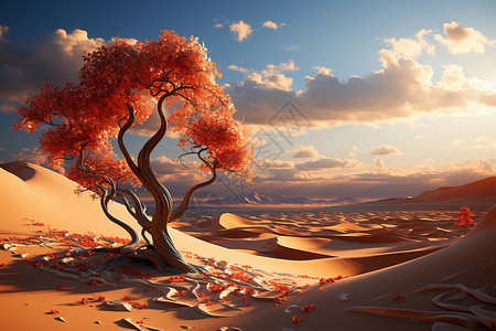 阳光下的一棵树阳光下的树和石头插画