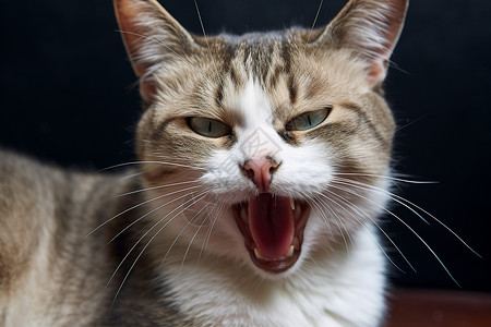 张开嘴的宠物猫高清图片
