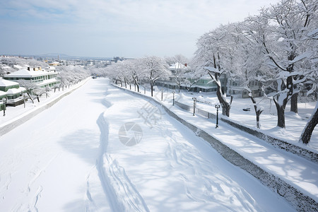 白雪街景图片