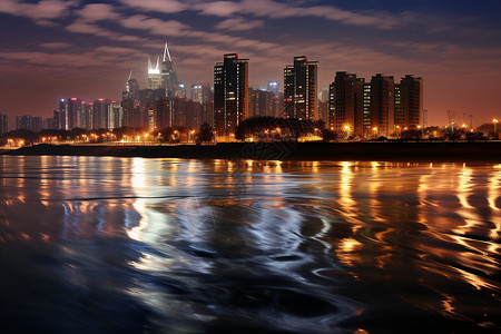 海水中的城市背景图片