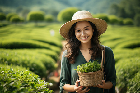 采茶的少女图片