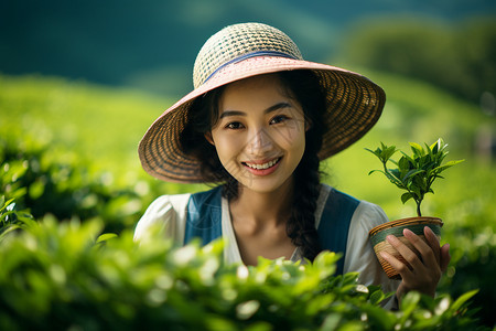 一株漂亮的花漂亮的茶农背景