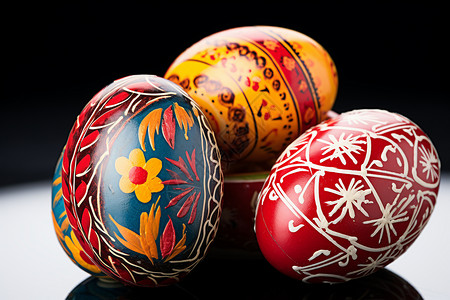 彩绘花纹矢量图绘画艺术中的复活节彩蛋背景