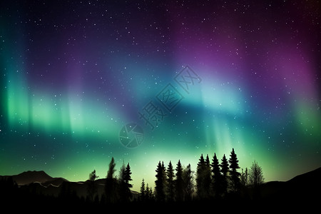 极光的夜晚北极大自然高清图片