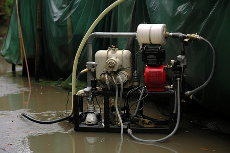 水泵与洪水汽油软管高清图片