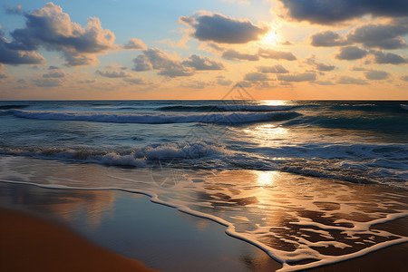 日落海滩图片