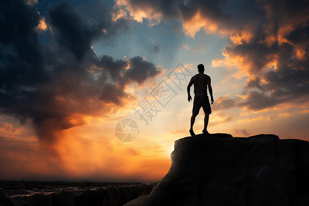 男人站在悬崖顶上图片