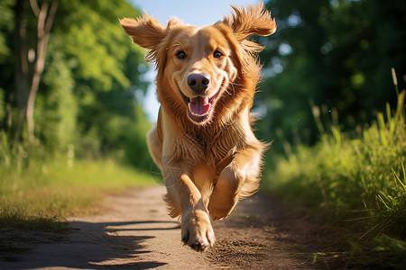 一条狗使命快乐的金毛犬背景