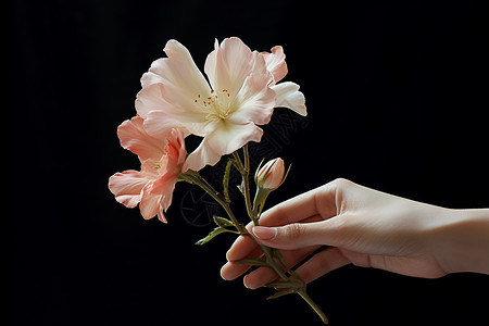 手中是花束是滴植物高清图片