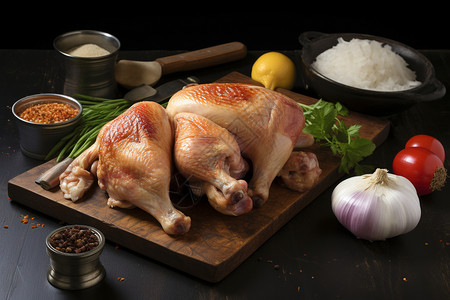 鸡肉的烹饪单腿桌子高清图片