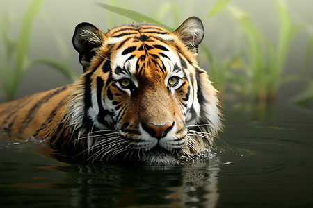水中游弋的老虎图片