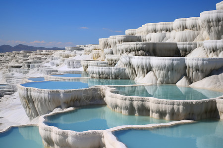 景色独特的碳酸盐盐池景观高清图片