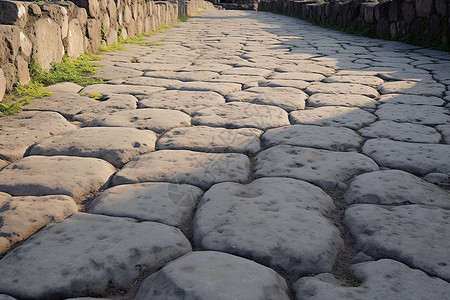 复古的岩石铺设道路图片