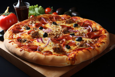 传统美食的意大利披萨高清图片